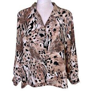 Allison Daley Women’s Abstract Animal Print Blouse Office Career Evening Out 14P